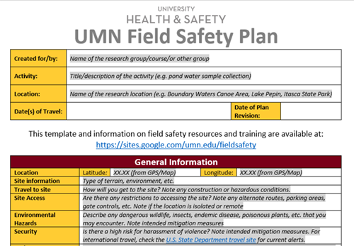 Field Safety Plan Screenshot