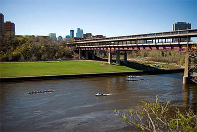 UMN rowing team on the water