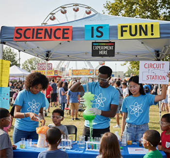 students demonstrating science experiment