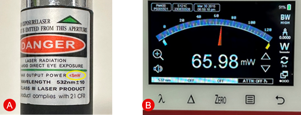 laser pointer labled and pointer output