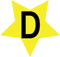 letter D inside a yellow star